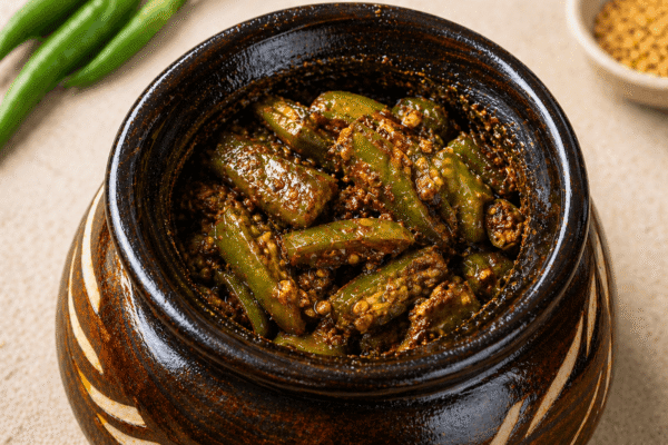 Homemade Green Chilli Pickle