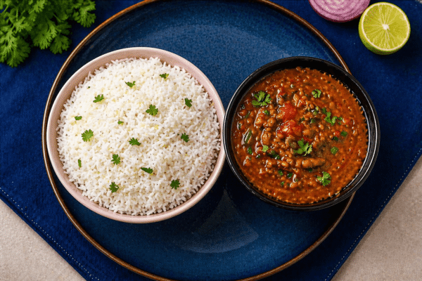 Kaali Dal Fry with Rice