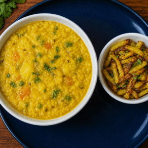 Khichdi with Aloo Bhujiya