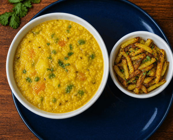 Khichdi with Aloo Bhujiya
