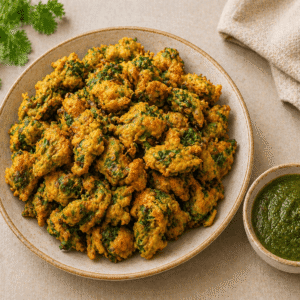Palak Pakoda with Chutney