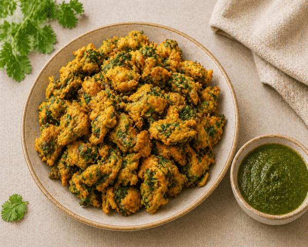 Palak Pakoda with Chutney