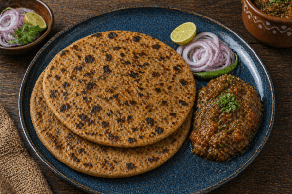 Sattu Paratha with Baingan ka Bharta