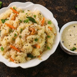 Upma with Nariyal Chana Dal Chutney