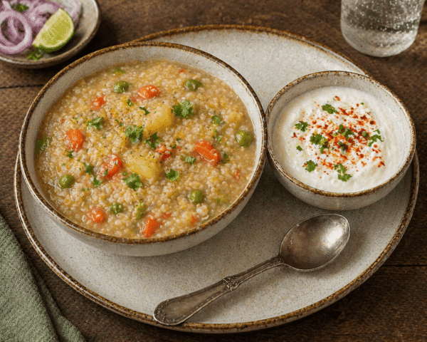 Vegetable Daliya with Curd